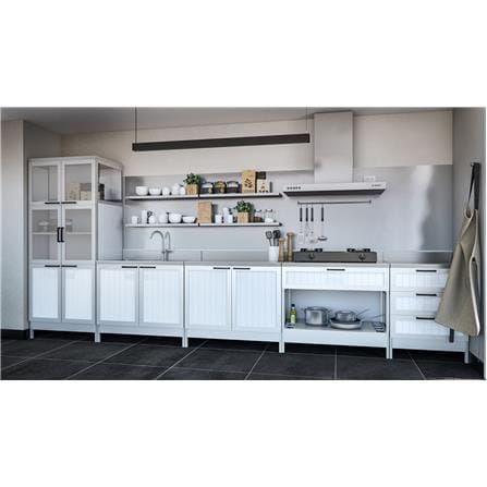CABIN FREESTANDING DOUBLE GAS STOVE TABLE SIENA 90LX54WX89H SILVER