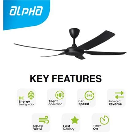 ALPHA CEILING FAN PRIMA 5B MATT BLACK 56"