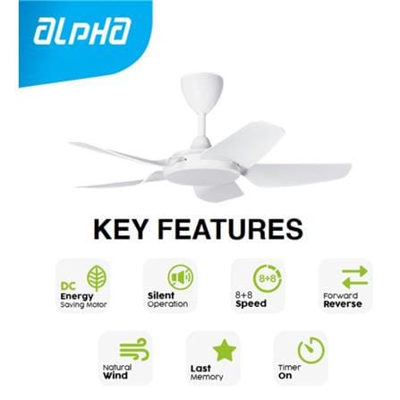 ALPHA CEILING FAN PRIMA 5B MATT WHITE 40"