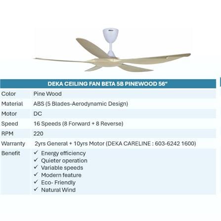 DEKA CEILING FAN BETA 5B PINEWOOD 56"