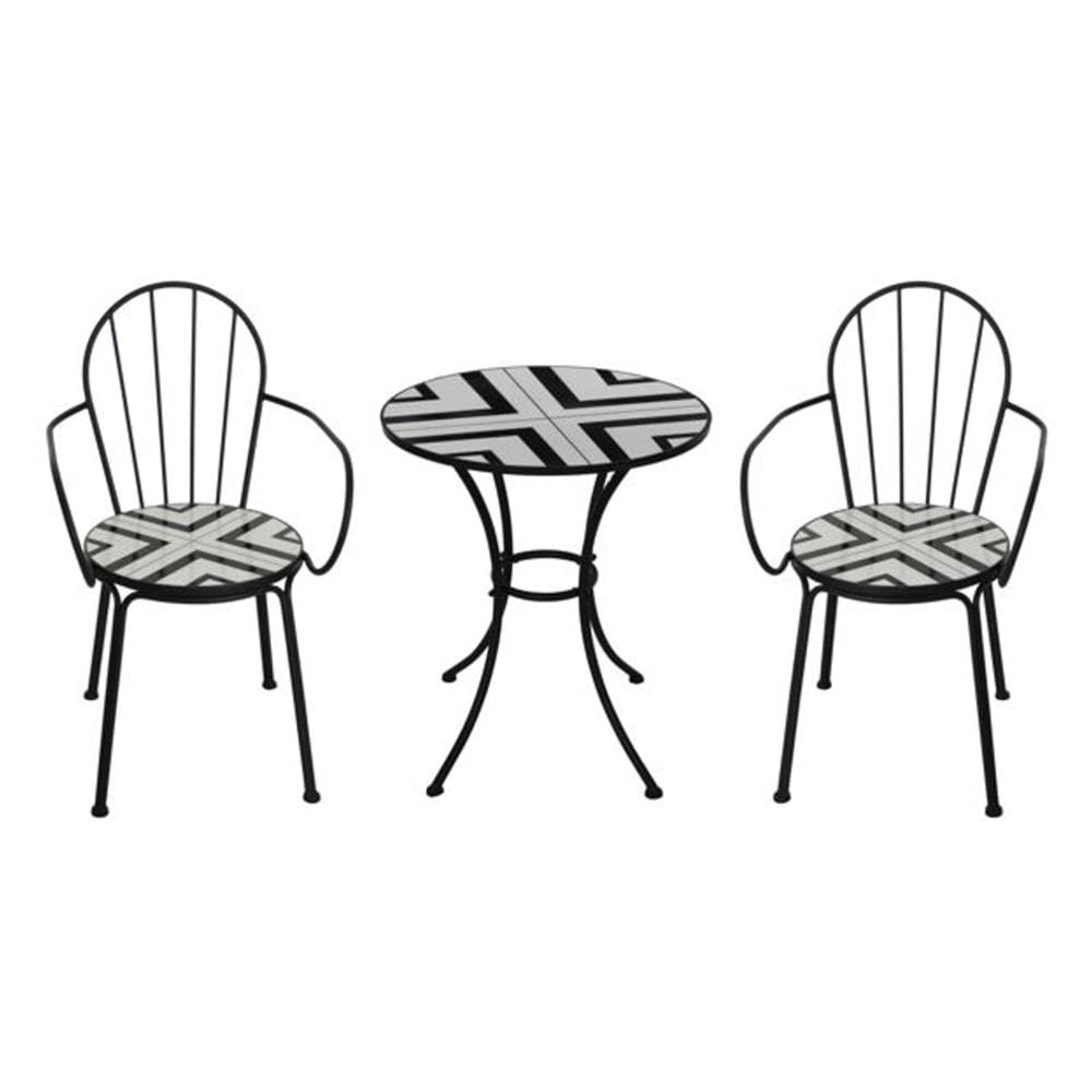 2-SEAT MOSAIC PATIO BISTRO SET SPRING FENNO WHITE/BLACK
