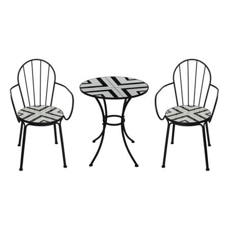 2-SEAT MOSAIC PATIO BISTRO SET SPRING FENNO WHITE/BLACK