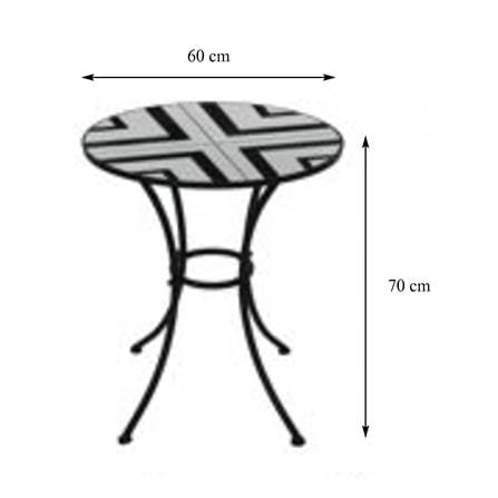 2-SEAT MOSAIC PATIO BISTRO SET SPRING FENNO WHITE/BLACK