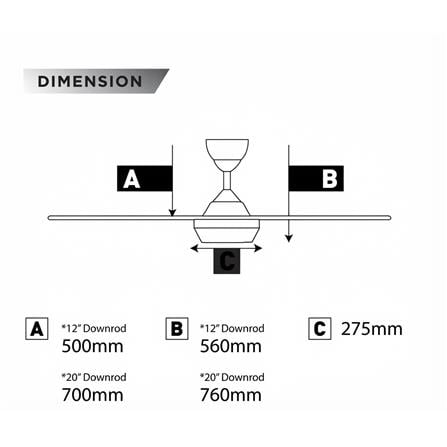 DEKA CEILING FAN COSTA 6BLADE LED 62" MATTE BLACK