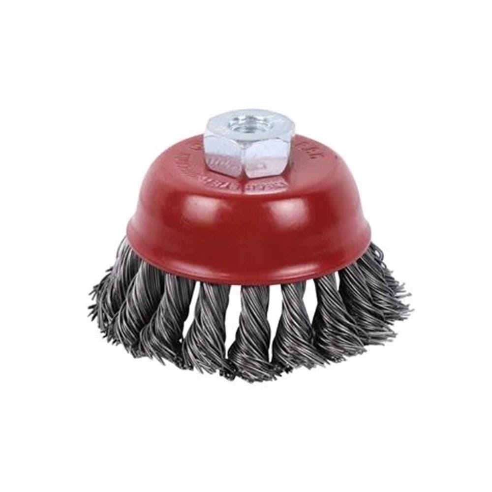 MATALL TWIST KNOTTED WIRE CUP BRUSH 3" (0.5MM WIRE) (WOOD & METAL)