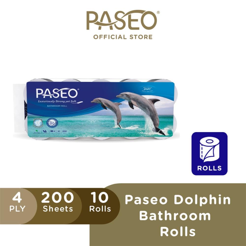 PASEO BATHROOM ROLL 4PLY 10ROLLS DOLPHIN PRINTED