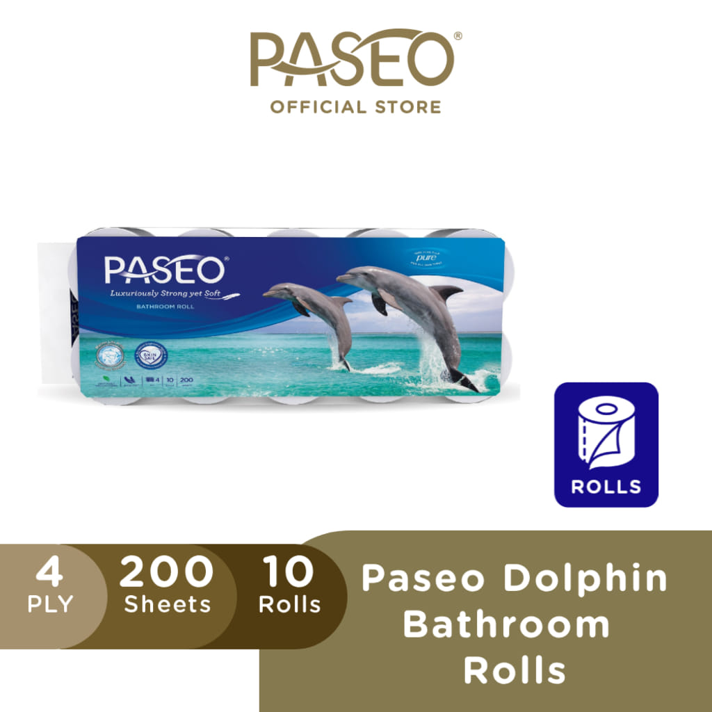 PASEO BATHROOM ROLL 4PLY 10ROLLS DOLPHIN PRINTED