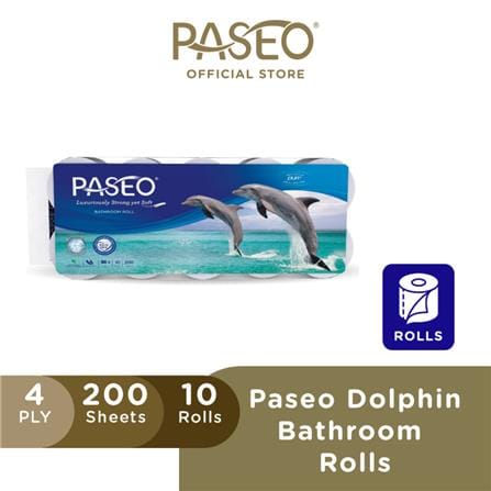 PASEO BATHROOM ROLL 4PLY 10ROLLS DOLPHIN PRINTED