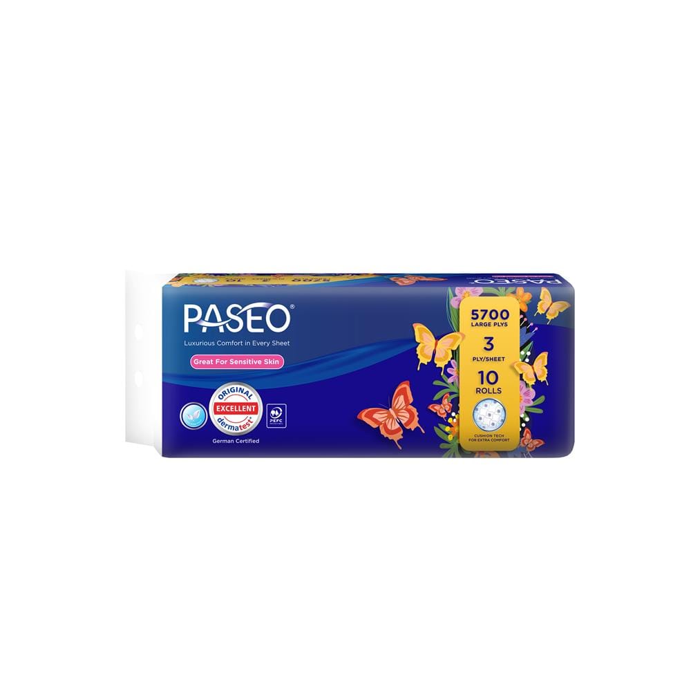PASEO BATHROOM ROLL 3PLY 10ROLLS BUTTERFLY 190S
