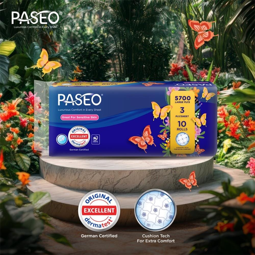 PASEO BATHROOM ROLL 3PLY 10ROLLS BUTTERFLY 190S