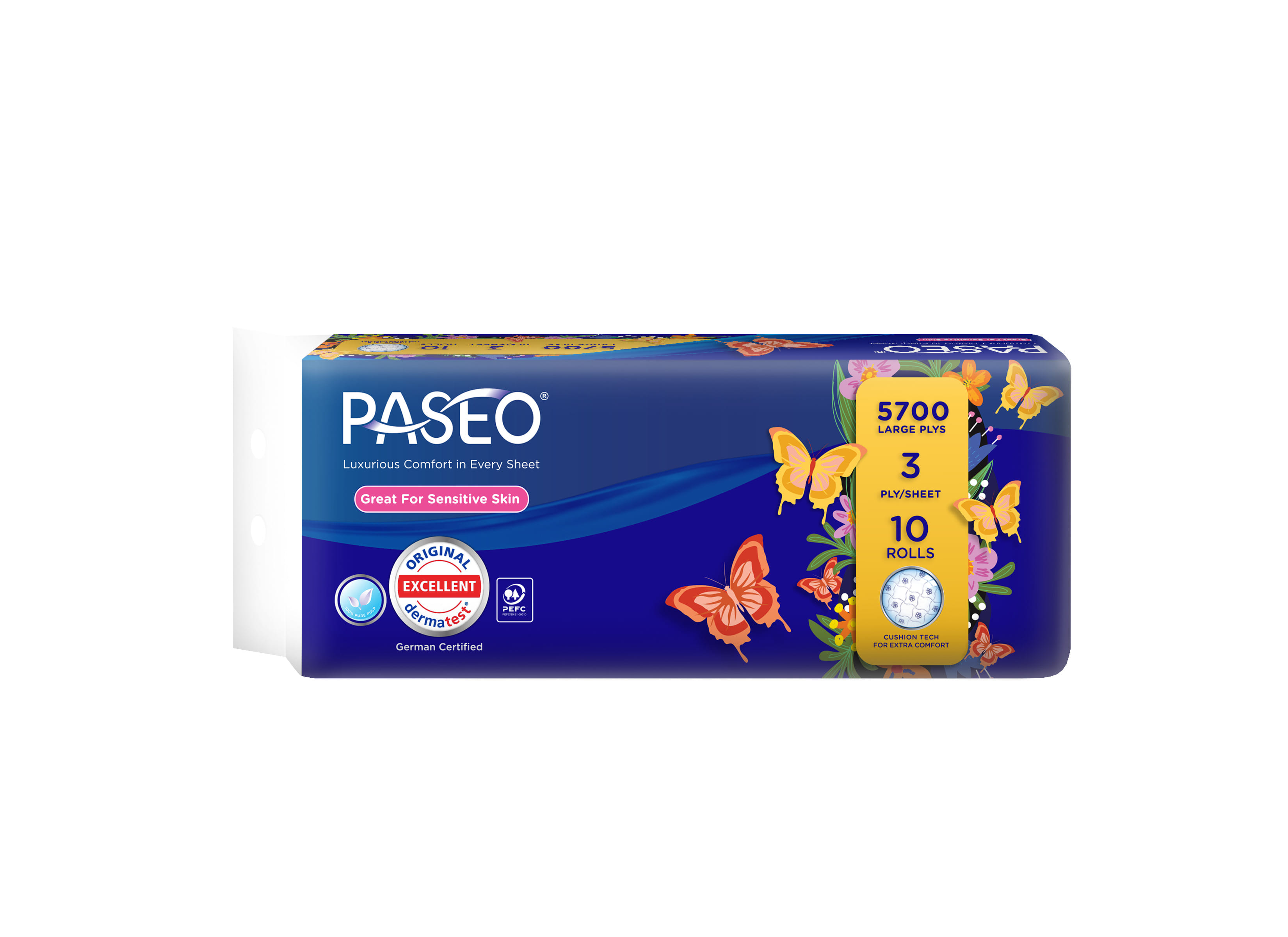 PASEO BATHROOM ROLL 3PLY 10ROLLS BUTTERFLY 190S