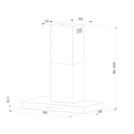 ELBA DESIGNER HOOD EH-R9033(BK) BLACK 90CM 1800M3/H