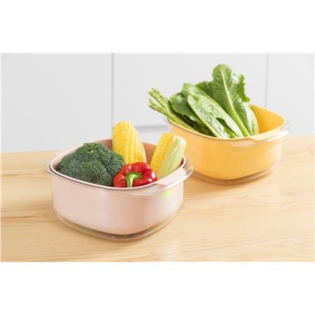 INOCHI YOKO SQUARE BOWL AND COLANDER SET 23CM