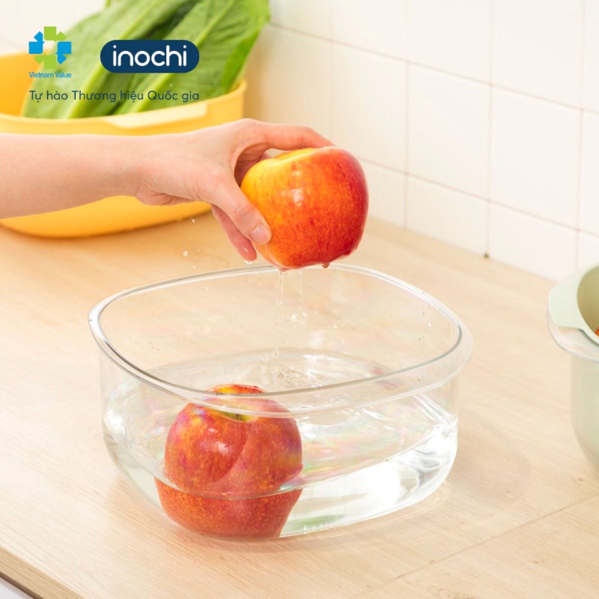 INOCHI YOKO SQUARE BOWL AND COLANDER SET 27CM