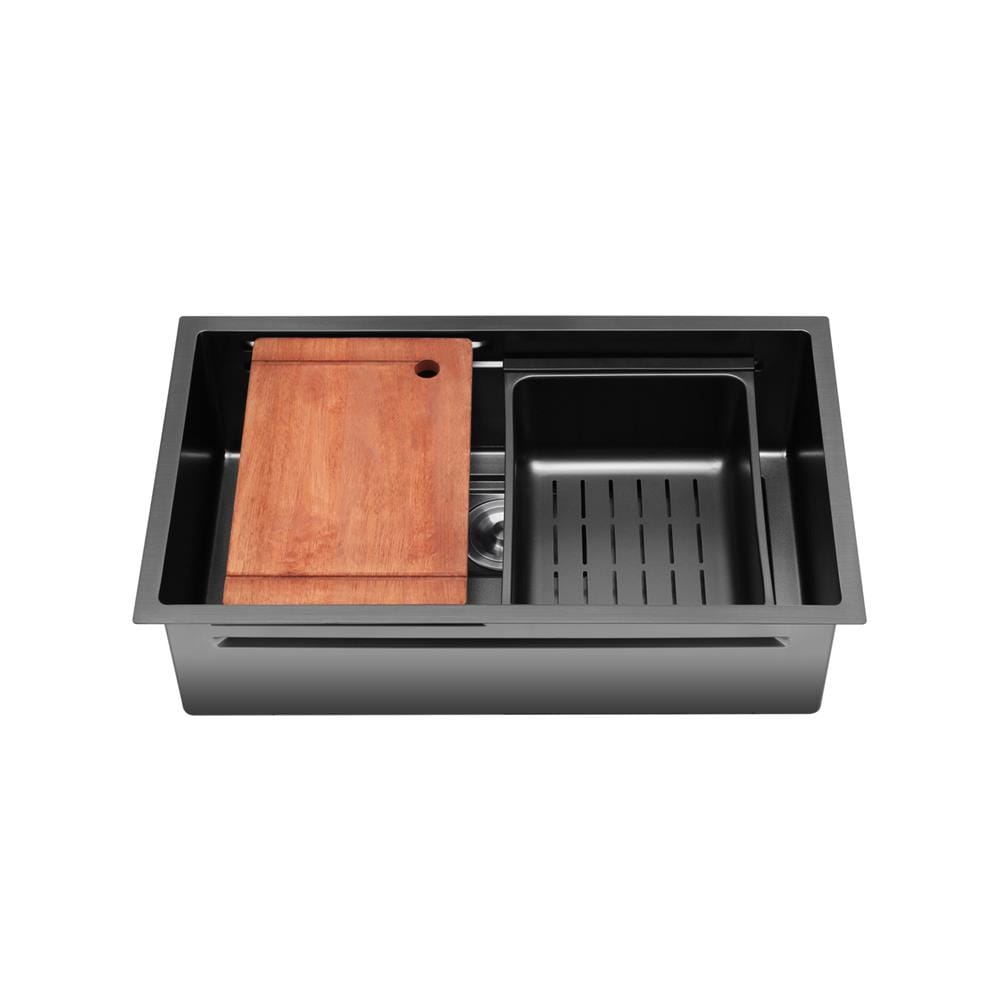 SORENTO BUILT-IN KITCHEN NANOMAGMA SINK SRTKS7846-BL 78CM 1BOWL STAINLESS STEEL WITH PULL OUT MIXER TAP