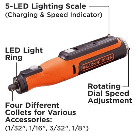 BLACK & DECKER 8V CORDLESS ROTARY TOOL (BATTERY INCLUDED) 35PCS ACCESSORIES BCRT8K35-B1