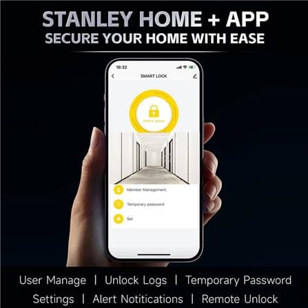 STANLEY WIFI PUSH & PULL LOCK P50 MATTE BLACK