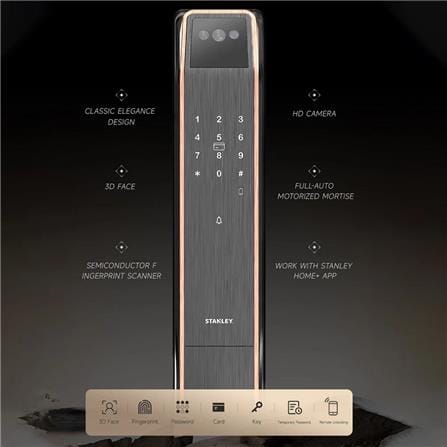 STANLEY WIFI VIDEO PUSH & PULL LOCK S70 ANTIQUE COPPER