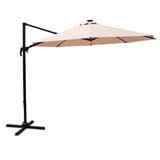 OFFSET PARASOL SPRING SOLAR LED LIGHT BROWN