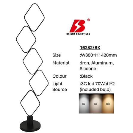 PRE-ORDER BRIGHT OBJECTIVES FLOOR LAMP 16282-BK 142CM BLACK