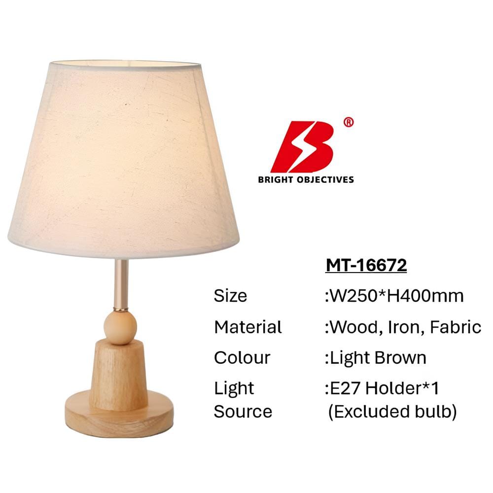 BRIGHT OBJECTIVES TABLE LAMP 16672 40CM LIGHT BROWN