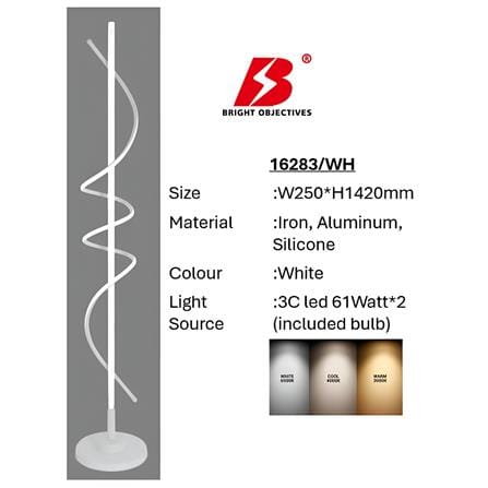 PRE-ORDER BRIGHT OBJECTIVES FLOOR LAMP 16283-WH 142CM WHITE