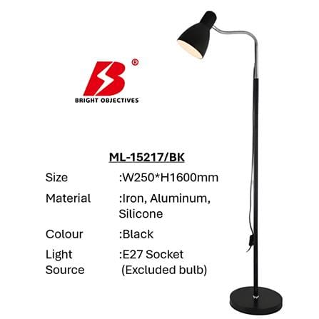 PRE-ORDER BRIGHT OBJECTIVES FLOOR LAMP ML 15217-BK 160CM BLACK