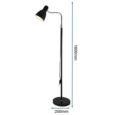 PRE-ORDER BRIGHT OBJECTIVES FLOOR LAMP ML 15217-BK 160CM BLACK