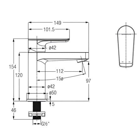 JOHNSON SUISSE MILANO 1/2"BASIN PILLAR TAP WBFA301501CP