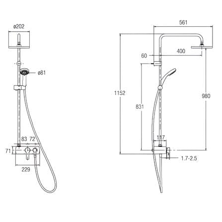 JOHNSON SUISSE RAIN SHOWER MIXER WBFA301217CP