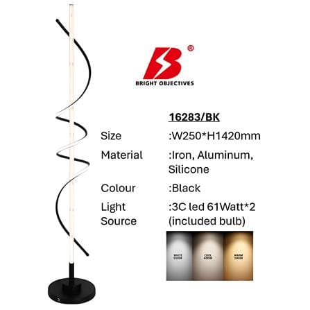 PRE-ORDER BRIGHT OBJECTIVES FLOOR LAMP 16283-BK 142CM BLACK