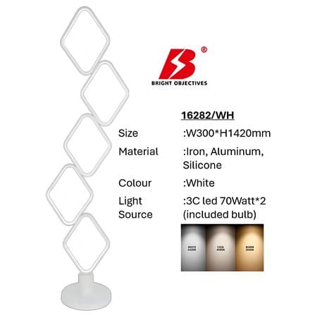 PRE-ORDER BRIGHT OBJECTIVES FLOOR LAMP 16282-WH 142CM WHITE