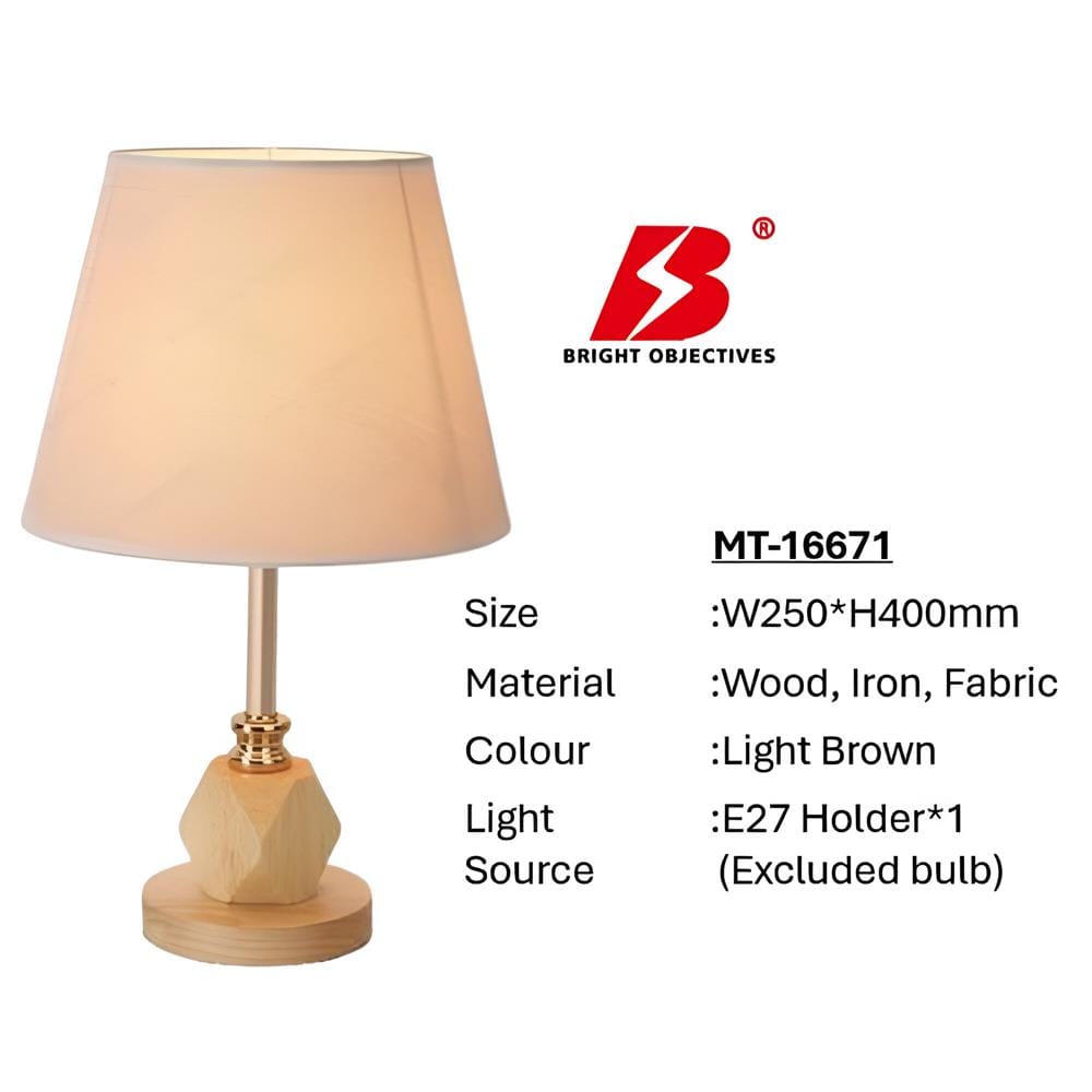 BRIGHT OBJECTIVES TABLE LAMP 16671 40CM LIGHT BROWN