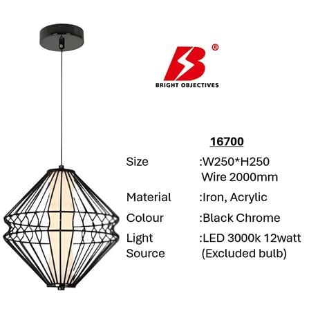 BRIGHT OBJECTIVES PENDANT LAMP 16700 25CM BLACK CHROME