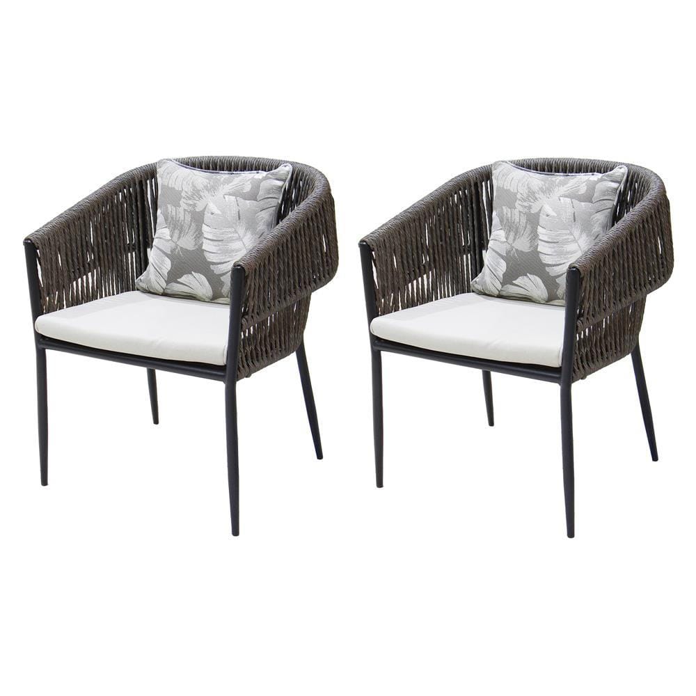 RATTAN CHAIR SPRING LEEWAN BLACK/GREY 2PCS [EXCLUSIVE FROM HOMEPRO THAILAND]