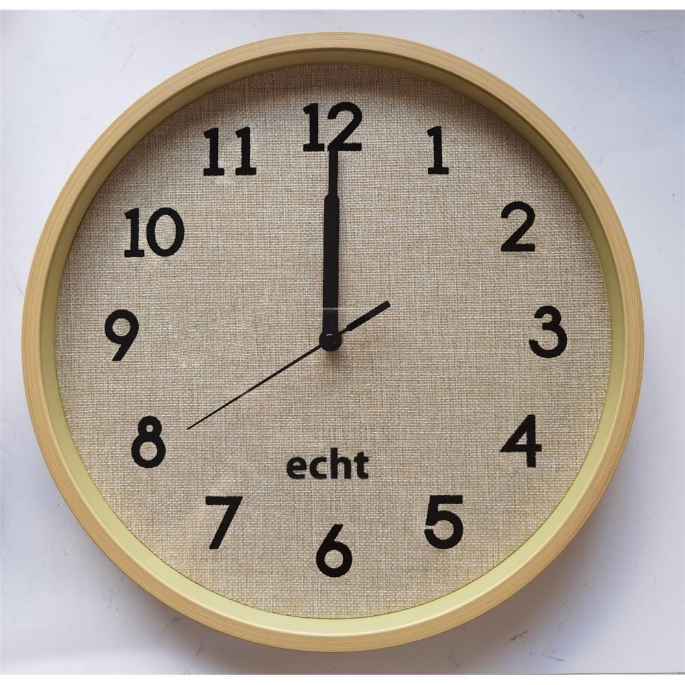 WALL CLOCK ECHT E940 12" LINEN SILENT OAK