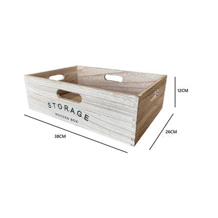 WOODEN BOX STOARGE M 38X26X12CM BROWN