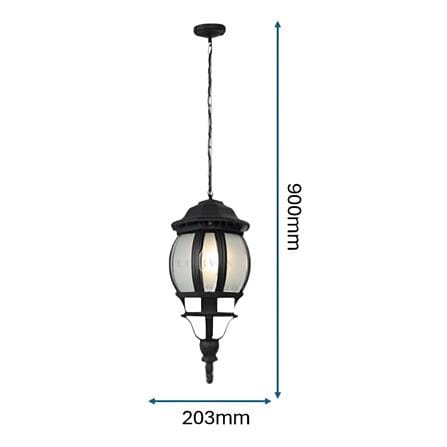 BRIGHT OBJECTIVES PENDANT OUTDOOR LAMP 8802/P 900MM E27 BLACK