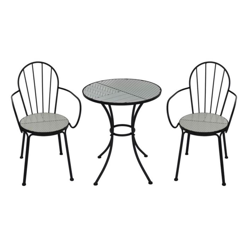 2-SEAT MOSAIC PATIO BISTRO SET SPRING FARIS WHITE/BLACK