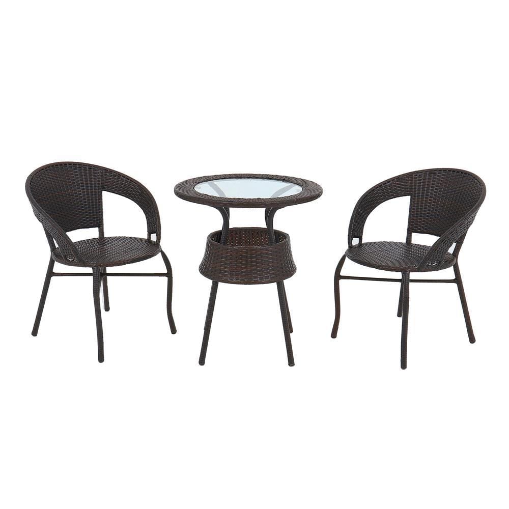 2-SEAT PE RATTAN PATIO SET ME LIVING RATTAN BROWN [EXCLUSIVE FROM HOMEPRO THAILAND]