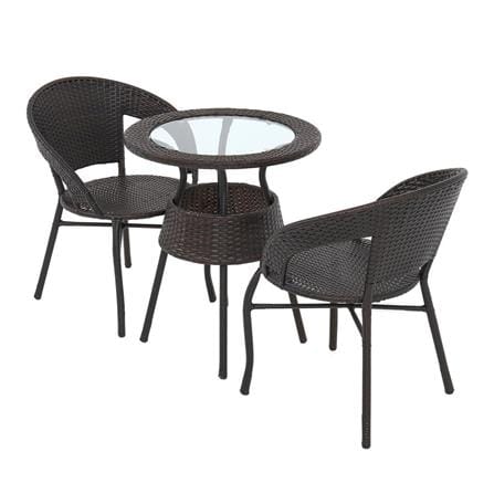 2-SEAT PE RATTAN PATIO SET ME LIVING RATTAN BROWN [EXCLUSIVE FROM HOMEPRO THAILAND]