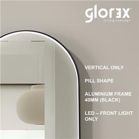 GLOREX LED MIRROR PL5090A402-HSLED-BK 90x50CM