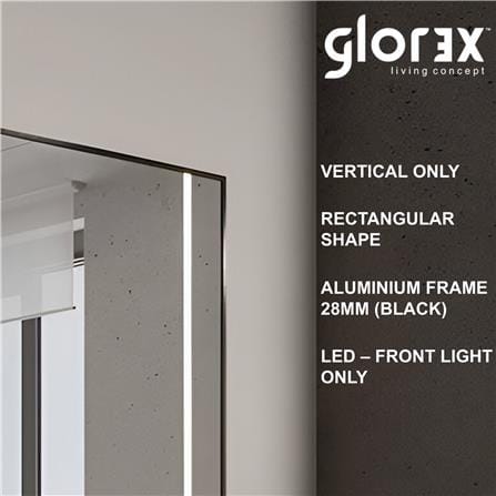 GLOREX LED MIRROR SR7090A281-HSLED-BK 90x70CM
