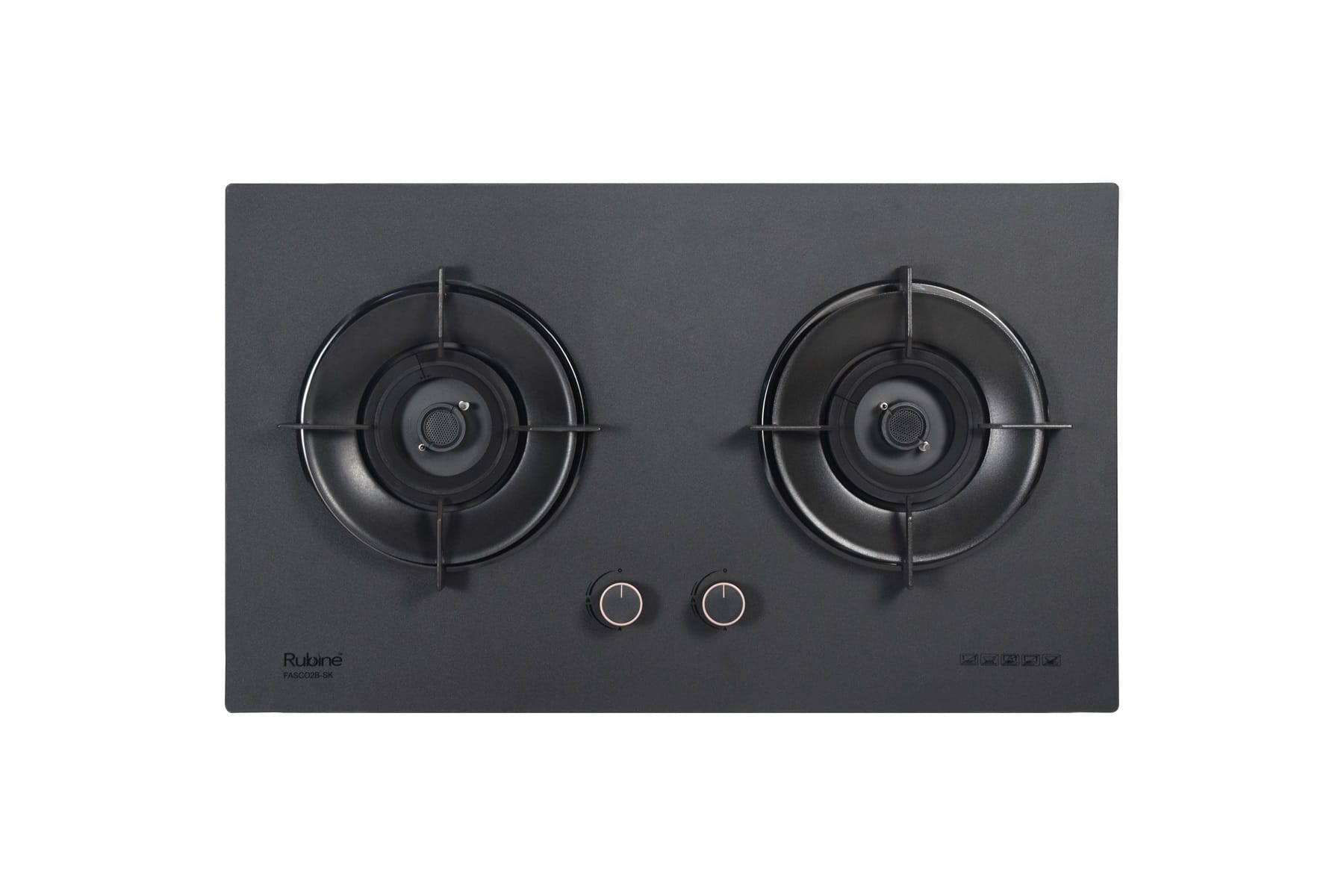 RUBINE GAS HOB RGH-FASCO2B-SK 2BURNERS TEMPERED GLASS 5.5KW 78CM