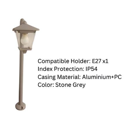YETPLUS BOLLARD BL3305 H80 E27 STONE GREY