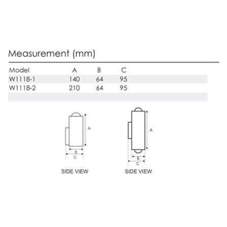 YETPLUS WALL OUTDOOR W1118-2 GU10 STONE GREY