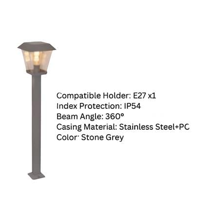 YETPLUS BOLLARD BL3314 H80 E27 STONE GREY 80CM