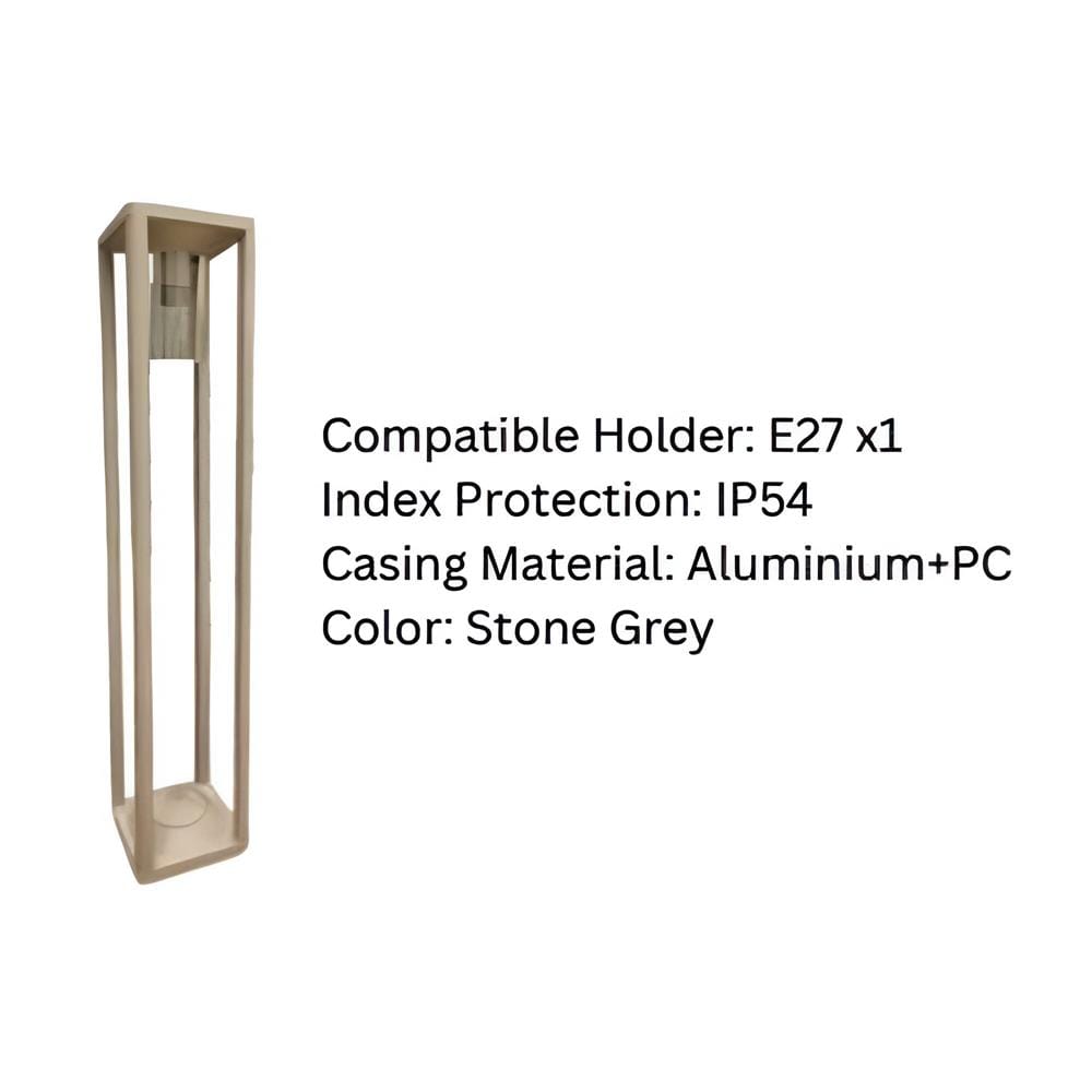 YETPLUS BOLLARD BL3307 H80 E27 STONE GREY 80CM