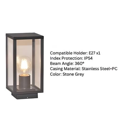 YETPLUS GATE LAMP G3310 H245 E27 STONE GREY