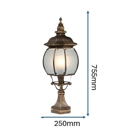PRE-ORDER BRIGHT OBJECTIVES GATE LAMP 8803/S 755MM E27 ANTIQUE BRASS